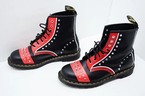 Stivali Dr Martens Air Wair 1460 STUD borchie rosso nero uomo US 12 baci punk rock - Foto 1 di 24
