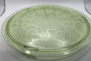 Depression Glas Kuchen/Cupcakes Teller ~ Weizen & Schnörkel Muster ~ 12 Zoll rund - Bild 1 von 11