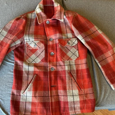 Abrigo de Lana Mackinaw Chaqueta Buffalo Cuadros Años 40 50 J O Ballard Malone Talla Pequeña Foto 1 de 4