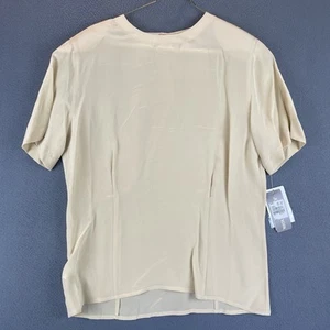 VTG Jones New York 100% Silk Shell Top Sz 8 NWT Beige Short Sleeve - Picture 1 of 8