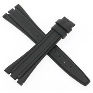 Gucci 22mm Black Genuine Leather Regular W No Buckle FreeShip Watch Band MT2716 - Picture 1 of 2
