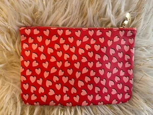 Ipsy Glam Tasche Februar 2022 rosa und rot Herz Kosmetiktasche Valentinstag 7"x5" - Bild 1 von 11