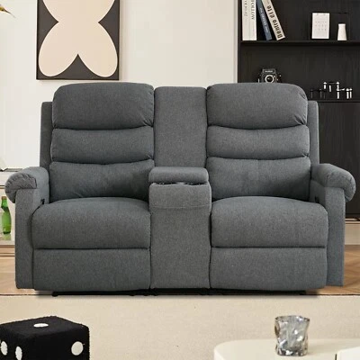 Sofá loveseat reclinable manual con consola asientos de cine en casa para sala de estar Foto 1 de 4