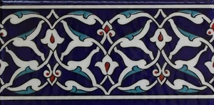 4"x8" (10cmx20cm) Turkish Dark Blue Iznik Floral Pattern Ceramic Tile Border - Picture 1 of 1