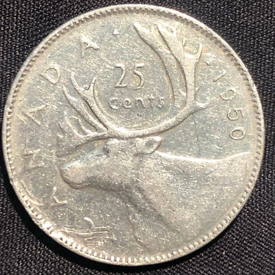 1950 Canada 25 Cents Silver Coin - VF (Very Fine) condition - Image 1 of 4