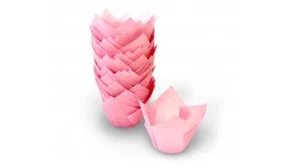 50 Pale Pink Tulip Shaped Muffin Cake Cases Wraps for Baking - Picture 1 of 1