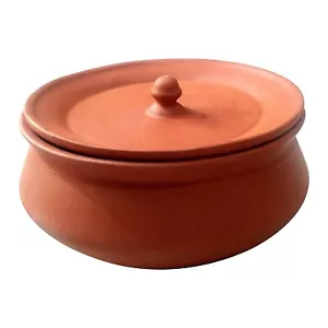 Organic Clay Handi for Cooking/Clay Handi/MItti Handi/Curd Pot Medium Size 1 Ltr - Picture 1 of 4