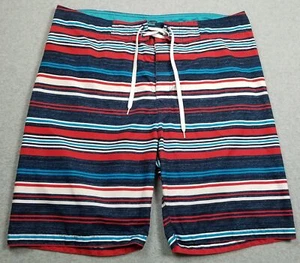 Old Navy Board Shorts Men Extra Large Red White Blue Striped Swimwear Beach Surf - Picture 1 of 16