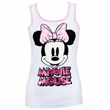 Minnie Mouse Ladies Pink Foil Logo Tank Top White
