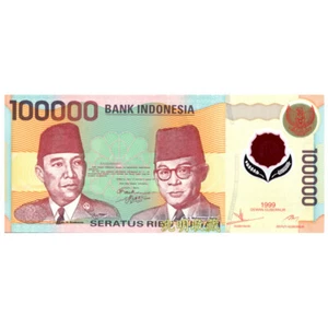 Asia Indonesia 1999 100000 rupee P-140 plastic banknote brand new UNC - Picture 1 of 5