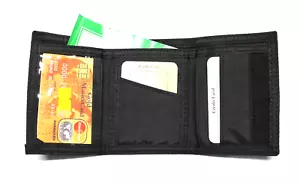 Nylon Trifold Credit Card Wallet with ID window - Black - Picture 1 of 5