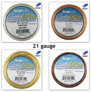 TWISTED Square Craft Wire BeadSmith 21 gauge - Picture 1 of 7