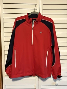 FootJoy Windbreaker Jacke Herren Medium 1/2 Zip rot dunkelblau bestickt Sailfish - Bild 1 von 13