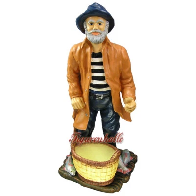 Fischer Seemann Kapitän Figur Statue Skulptur Fisch Korb Maritim Deko Dekoration - Bild 1 von 4