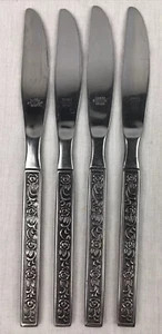 Vintage Nasco Bali Stainless Flatware 4 Dinner Knives Knife Floral MCM Korea - Picture 1 of 8