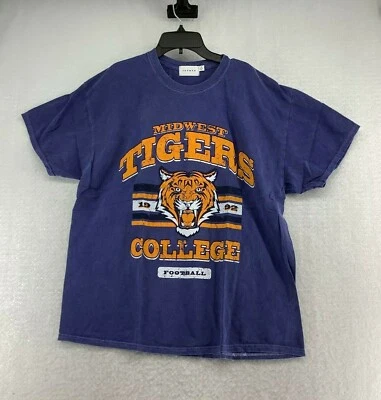 Мужская футболка Topman с круглым вырезом футбол Midwest Tigers фиолетовая с графикой размер средний - Изображение 1 из 4