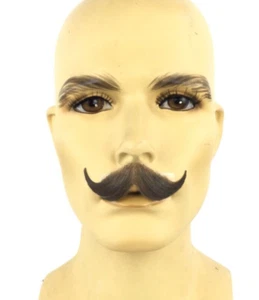 Professional Men's Premium Synthetic Hair Handlebar Mustache - Brown EM-14 - Picture 1 of 1
