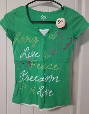 So Junior's Casual Short Sleeve T Shirt Top - XS / S Green (7/8) - Image 1 of 2