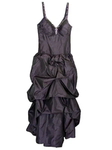 Teri Jon by Rickie Freeman Ink Silk Taffeta Rhinestones Ball Gown,8, NWT $1089 - Picture 1 of 9