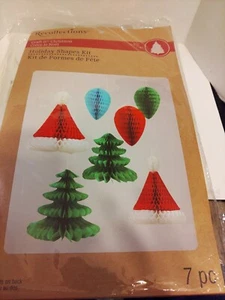 7 Pc Set Of Christmas Honeycomb Paper Decorations New In Package - Picture 1 of 3