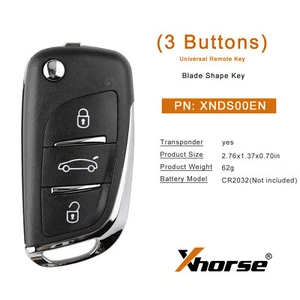 5PCS Xhorse XNDS00EN Wireless Remote Key For DS Style Flip 3 Buttons - Picture 1 of 7