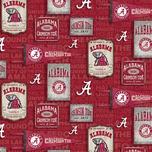NCAA University of Alabama Licensed Cotton Fabric 1/2 Yard 43/44" Wide BTHY - Picture 1 of 1