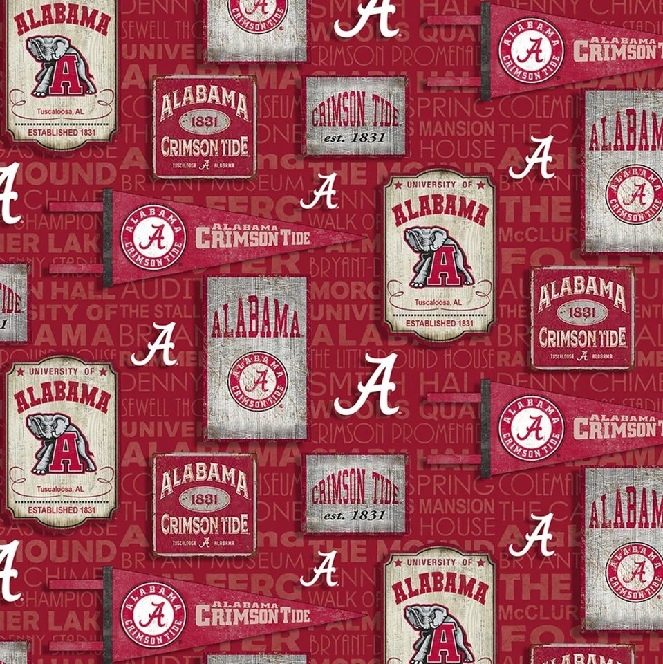 NCAA University of Alabama Licensed Cotton Fabric 1/2 Yard 43/44" Wide BTHY - Image 1 of 1