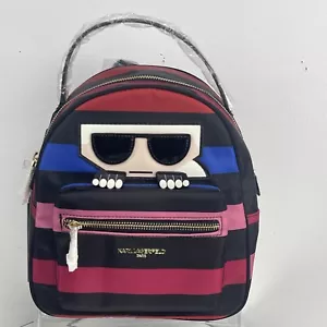 New KARL LAGERFELD PARIS Amour Applique Nylon Backpack Multicolor - Picture 1 of 11