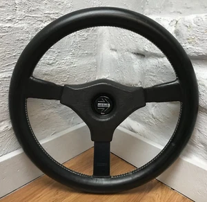 Volante originale Momo Cavallino 350mm in pelle nera. Classico retrò. 14A - Foto 1 di 16