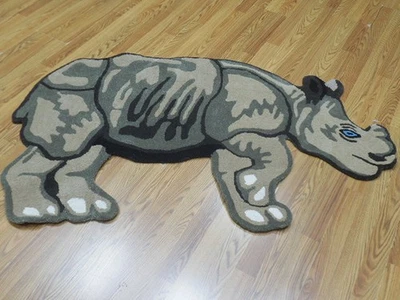 Tibetan Rhino Rug Shape Handmade Kids Boho Rug Aesthetic Rug 2x3 Ft - Image 1 of 4