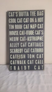 Used Large Primitives by Kathy Wood Cat Sayings Box Sign - Picture 1 of 13