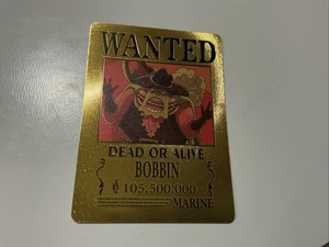 One Piece Wanted Poster Gold Fan Card Collectible Bobbin - Picture 1 of 2