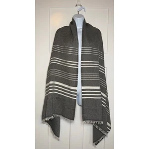 J. Poncho con capa bufanda de gran tamaño Crew para mujer gris y blanco nuevo con etiquetas - Imagen 1 de 9