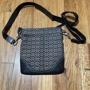 Coach Crossbody Bag - Excellent Condition - Black & Grey C Pattern - Picture 1 of 6