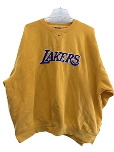 Vintage Los Angeles Lakers Sweatshirt Yellow Nike Center Swoosh NBA Crewneck - Picture 1 of 17