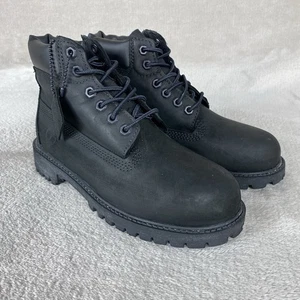 Timberland Premium 6 inch Kids Boys Boots Size 2 Black Nubuck Waterproof NEW - Picture 1 of 12