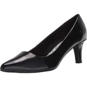 Easy Street Women Faux Patent Pointe Pointed Toe Pump Heels Size US 7W Black - Picture 1 of 6