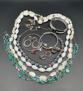 Vintage Schmuck Konvolut tragbar modern unsigniert Kristall MOP Halskette 925 wie besehen - Bild 1 von 12