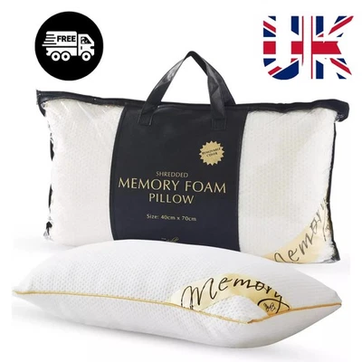 1x, 2x Luxury Shredded Memory Foam Pillow Orthoped Support for Neck, Head & Back - Image 1 of 4