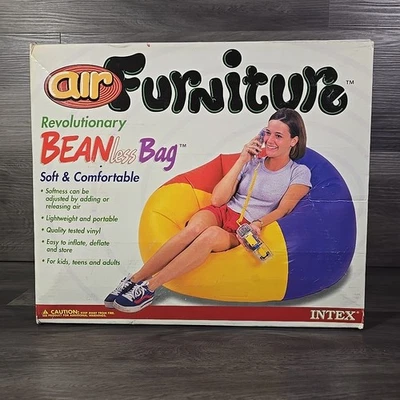Silla inflable bolsa sin frijoles Intex Air Furniture de colección 1999 azul rojo amarillo nueva de colección Foto 1 de 4