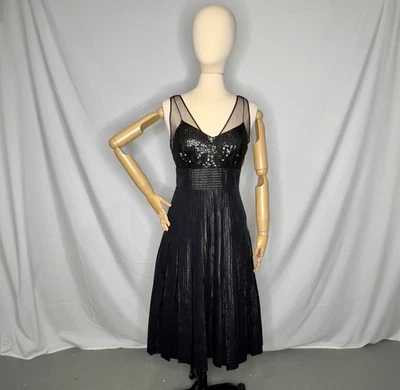 Vintage Tracy Reece Size 10 Metallic Black Cocktail Dress Holiday Party - Image 1 of 4