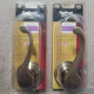 KWIKSET ULTRAMAX, неактивный бронзовый рычаг, полированная латунная дверная ручка (лот из 2), НОВЫЙ - Изображение 1 из 3
