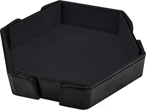 SIQUK Magnetic Folding Dice Tray Hexagon Rolling PU Leather Black  - Bild 1 von 6