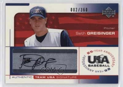 2004 USA Baseball 25-Year Anniversary Signatures Black Ink Seth Greisinger Auto - Image 1 of 2