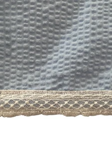 Schweitzer Linen Seersucker Blanket Cover Lace Trim TWIN Blue Coverlet White - Picture 1 of 11