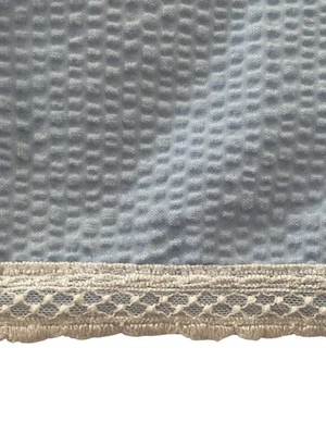 Schweitzer льняной Seersucker одеяло чехол кружева отделки двойной синий покрывало белый - Изображение 1 из 4