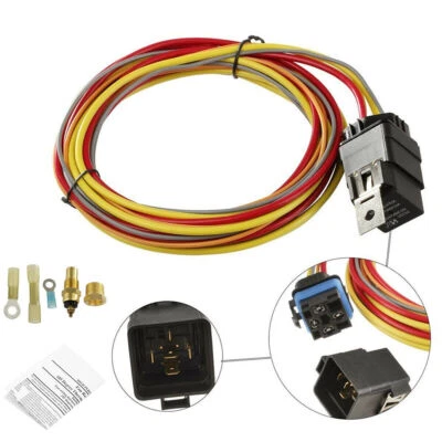 Dual Electric Cooling Fan Wiring Harness Install Kit 185/165 Hermostat 40A Relay - Image 1 of 4