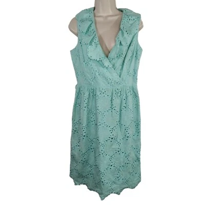 Vestido Donna Morgan Azul Sin Mangas Sobrepelliz Ojales Mujer Talla 10 Floral SIN CINTURÓN Foto 1 de 4