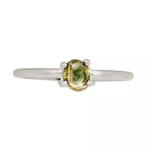 Natural Watermelon Tourmaline Slice 925 Silver Ring Jewelry s.7.5 CR67844 - Picture 1 of 1