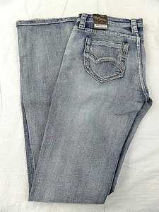 MYTH OF JADE blue denim BOOTCUT curvy ripped destroyed women's jeans SIZE 4 - Picture 1 of 10